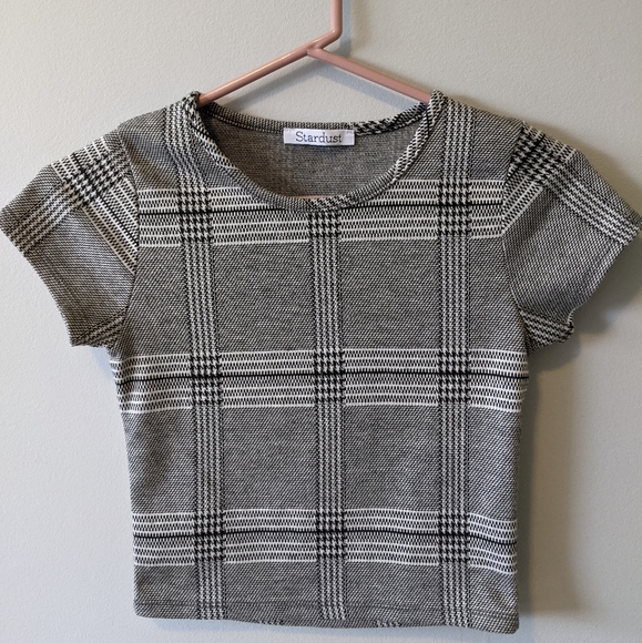 Stardust Houndstooth Cropped Tee Small - Picture 1 of 4